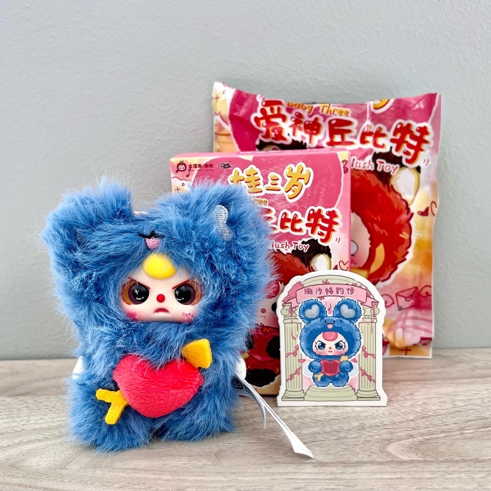 Baby Three Mini Cupid Plush Pendant – Blue Mouse Cupid